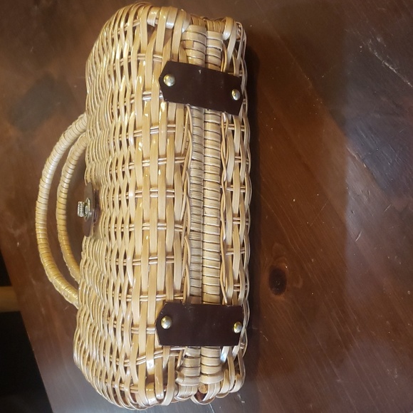 Vintage straw purse with handles - Picture 6 of 10